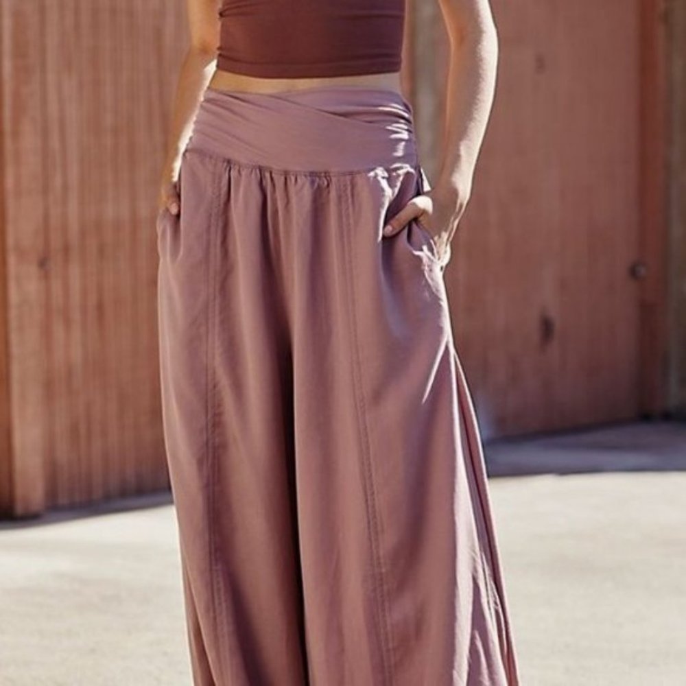 Free People Movement Pink Wide Leg Pants Large - Picture 2 of 4